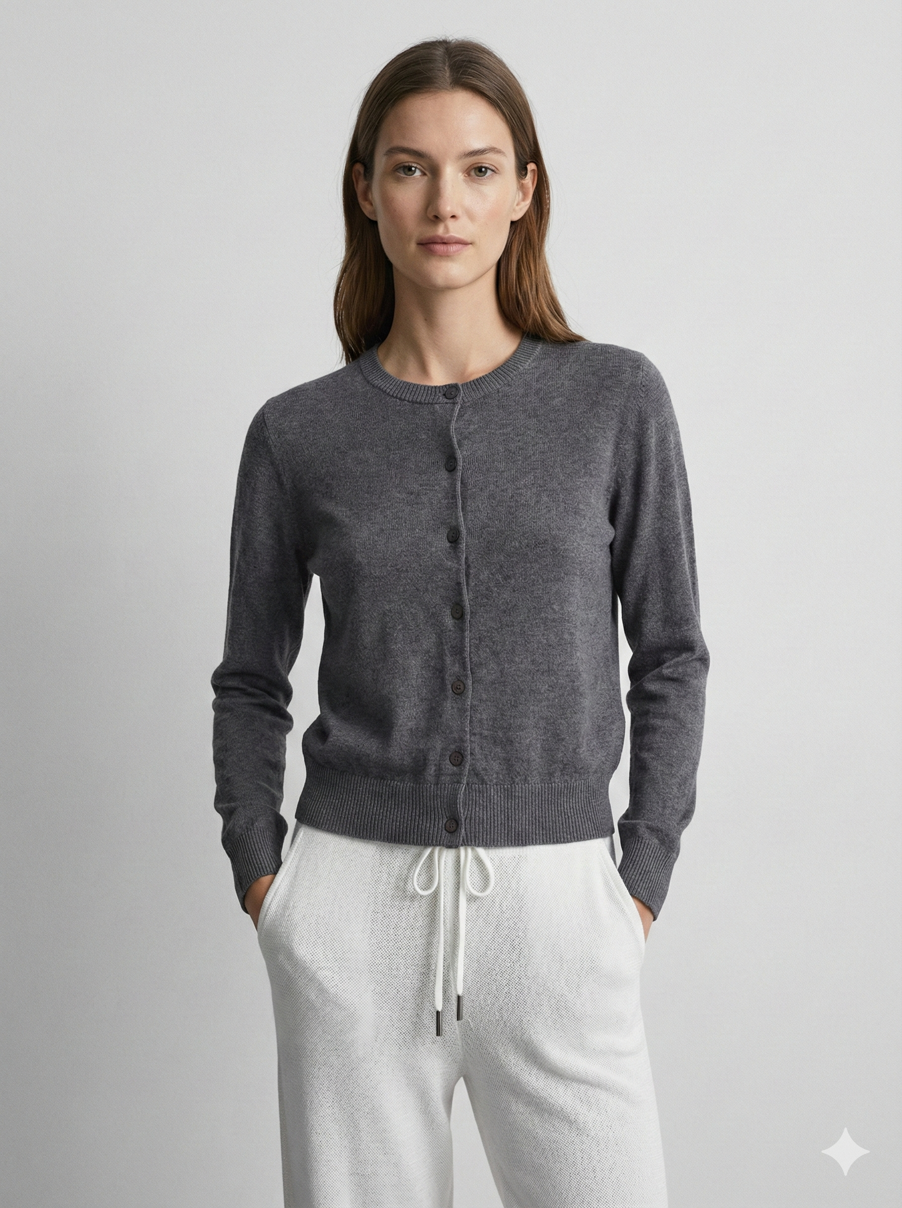 Lyocell linen V-neck cardigan sweater 92312