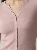 Natural Fiber Ribbed Knit crew-neck  Women's cardigan A65211