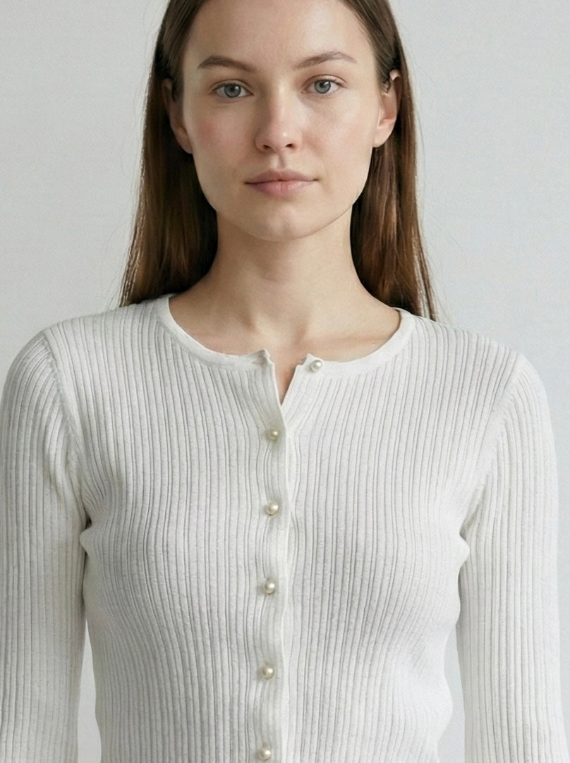 Pearl button cardigan A8911