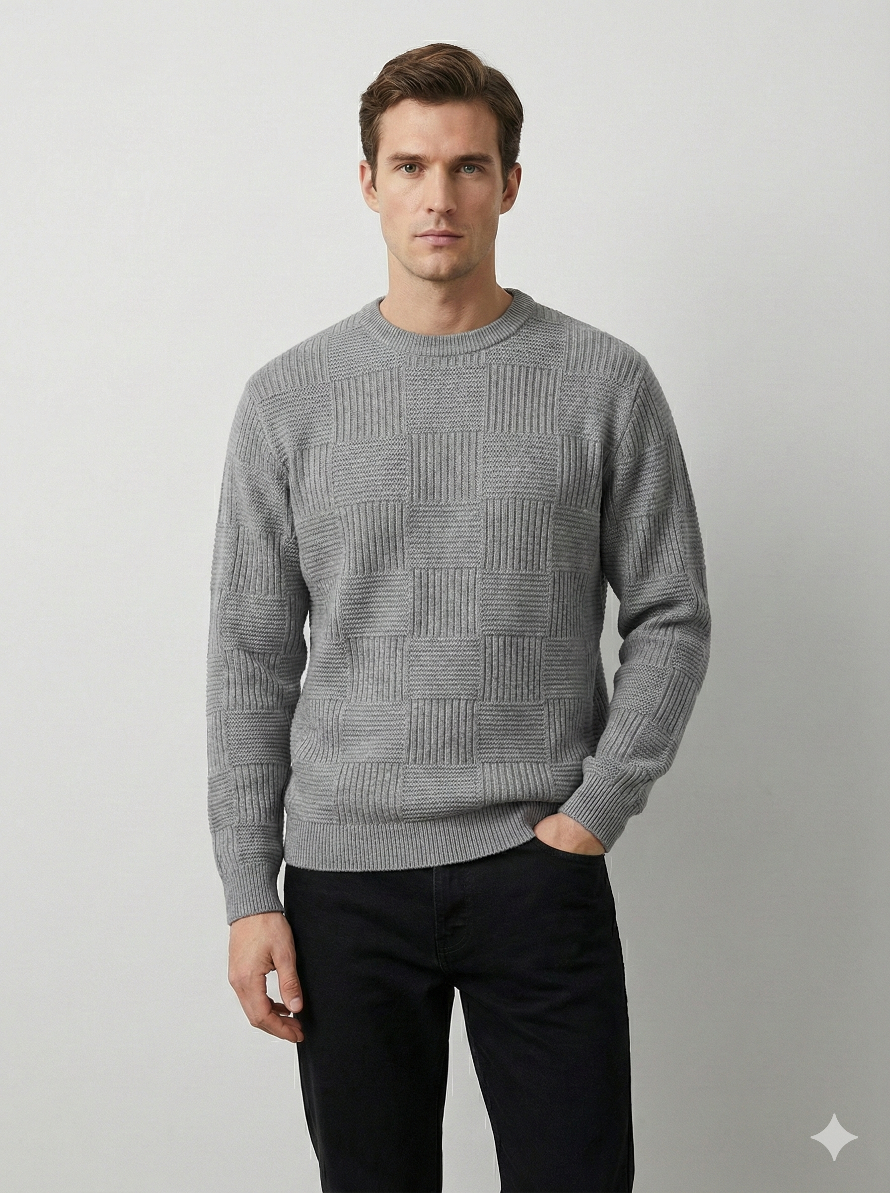 Men's crew-neck Jacquard sweater H031