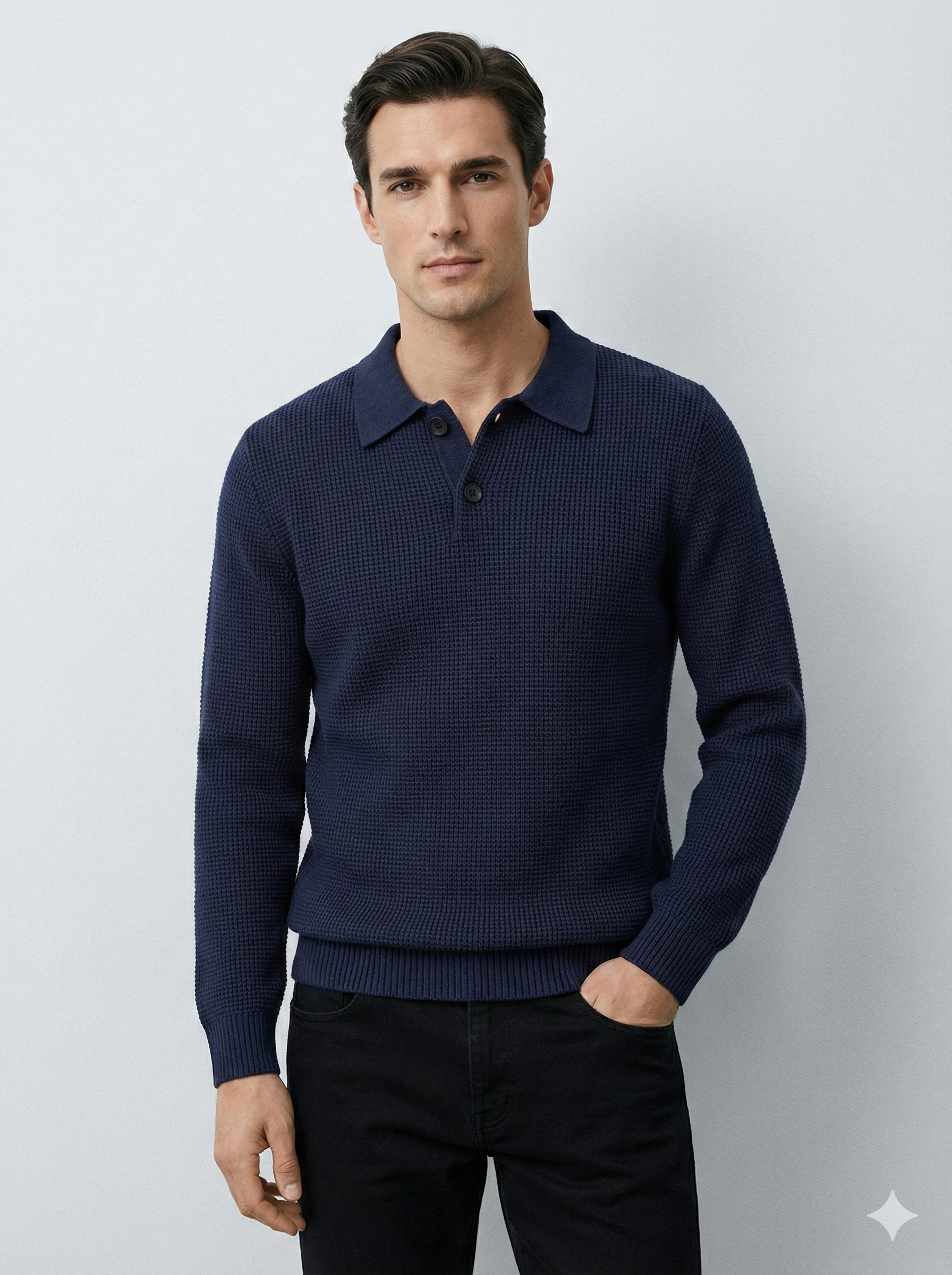 Men's Lapel Jacquard Sweater H016