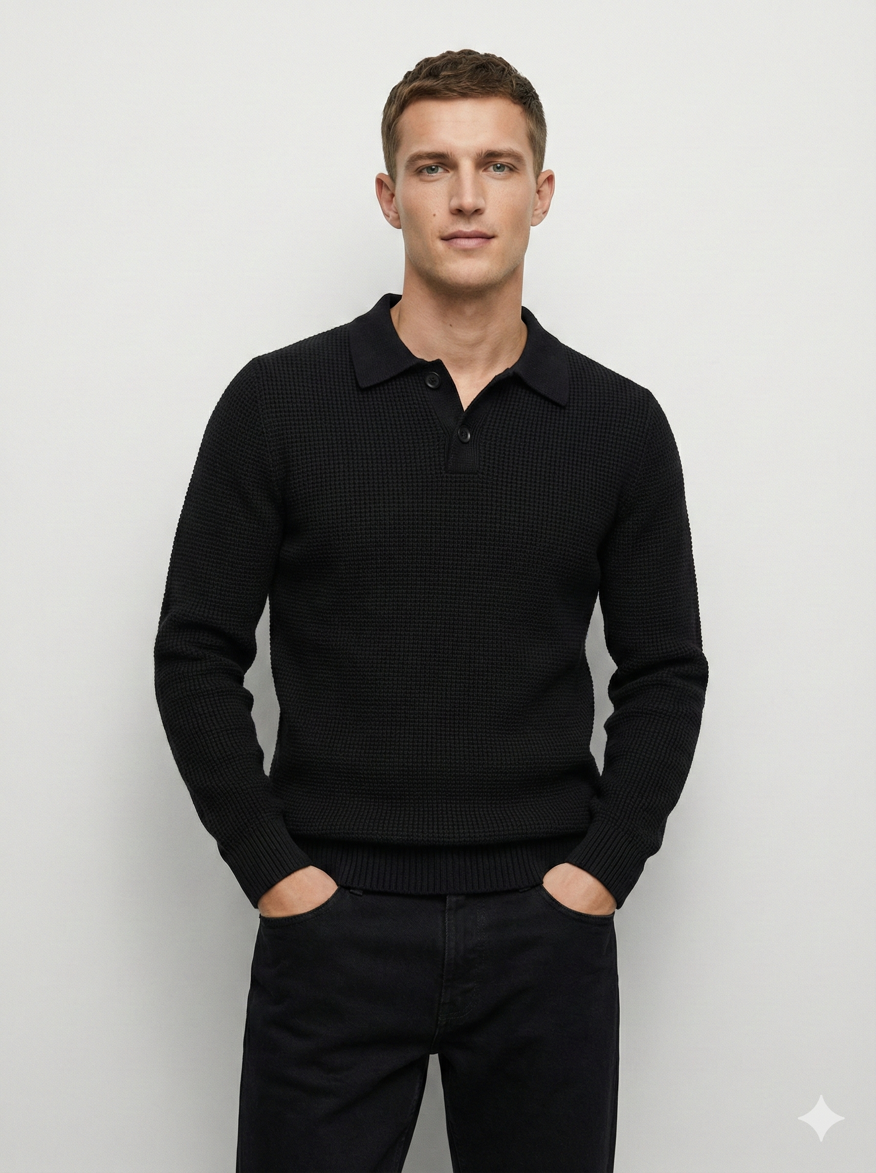 Men's Lapel Jacquard Sweater H016