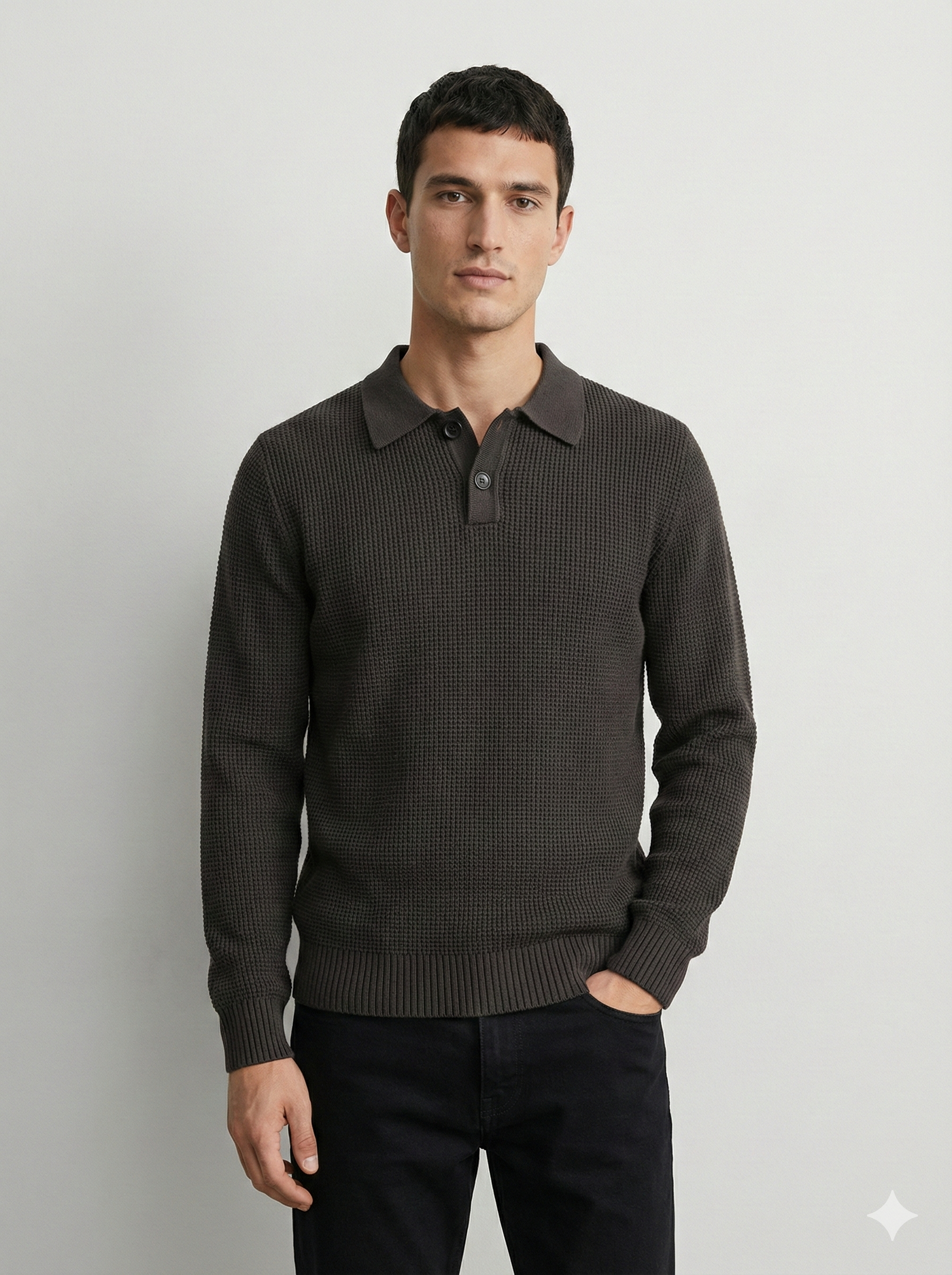 Men's Lapel Jacquard Sweater H016