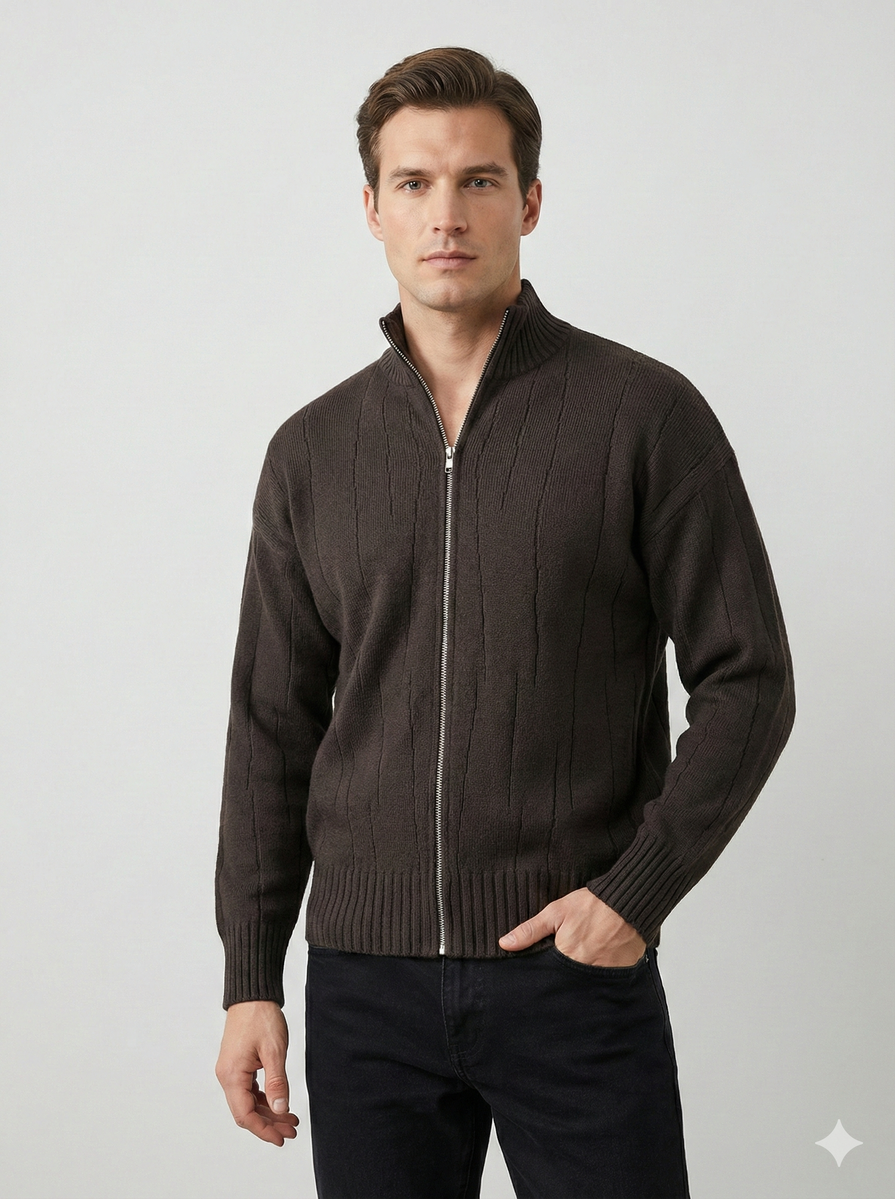 Men's Zipper Cardigan Sweater H022