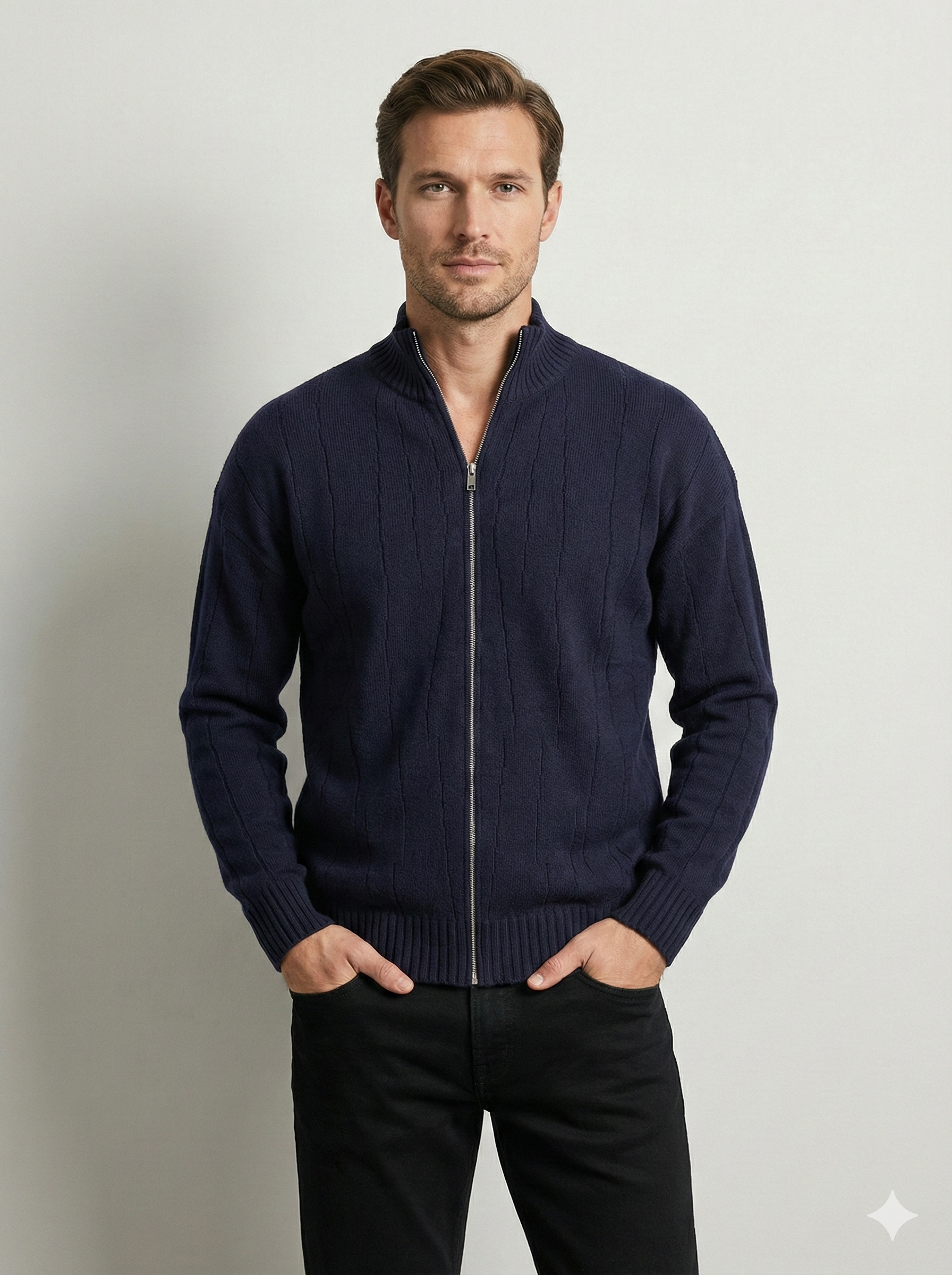 Men's Zipper Cardigan Sweater H022