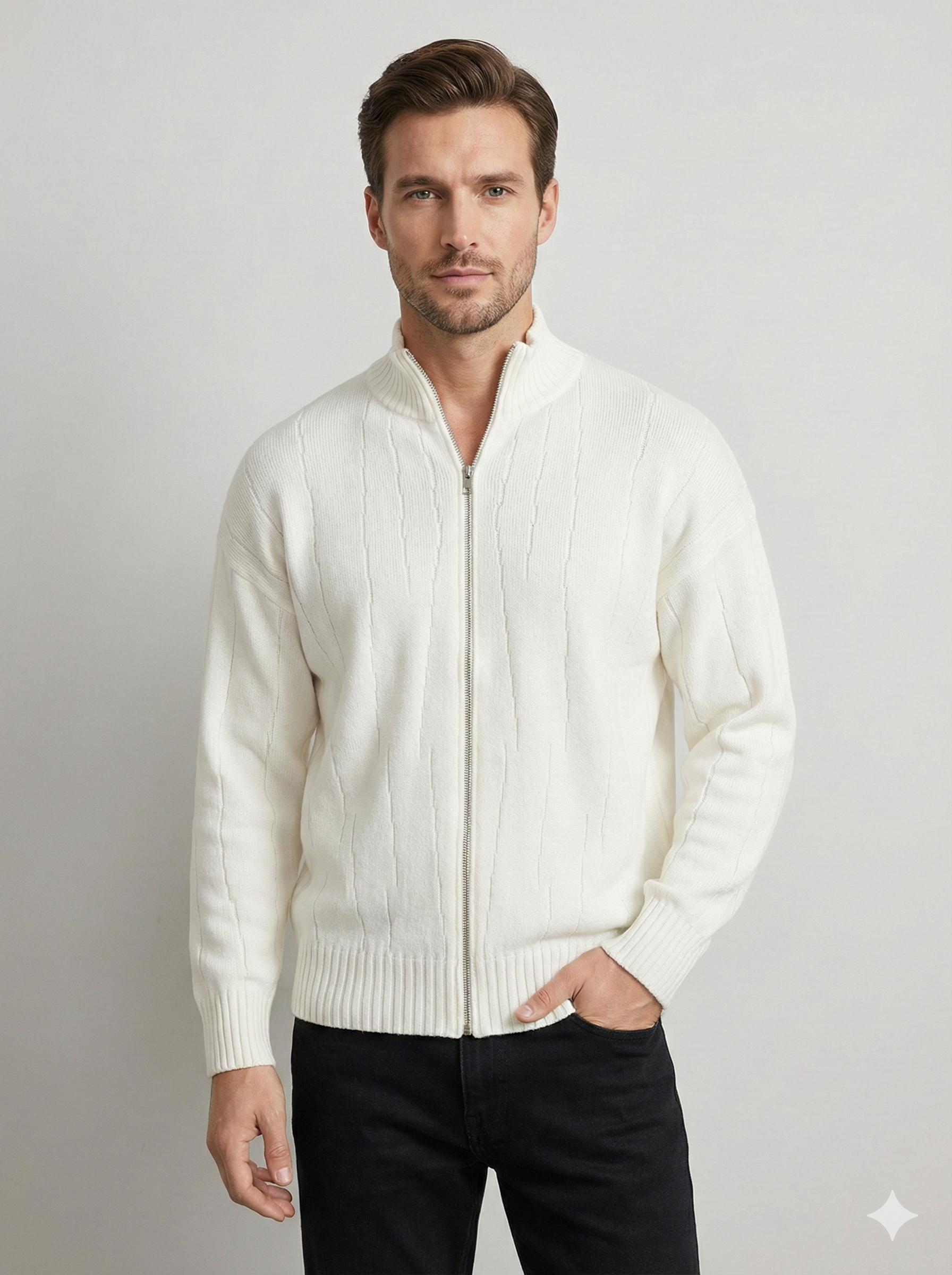 Men's Zipper Cardigan Sweater H022