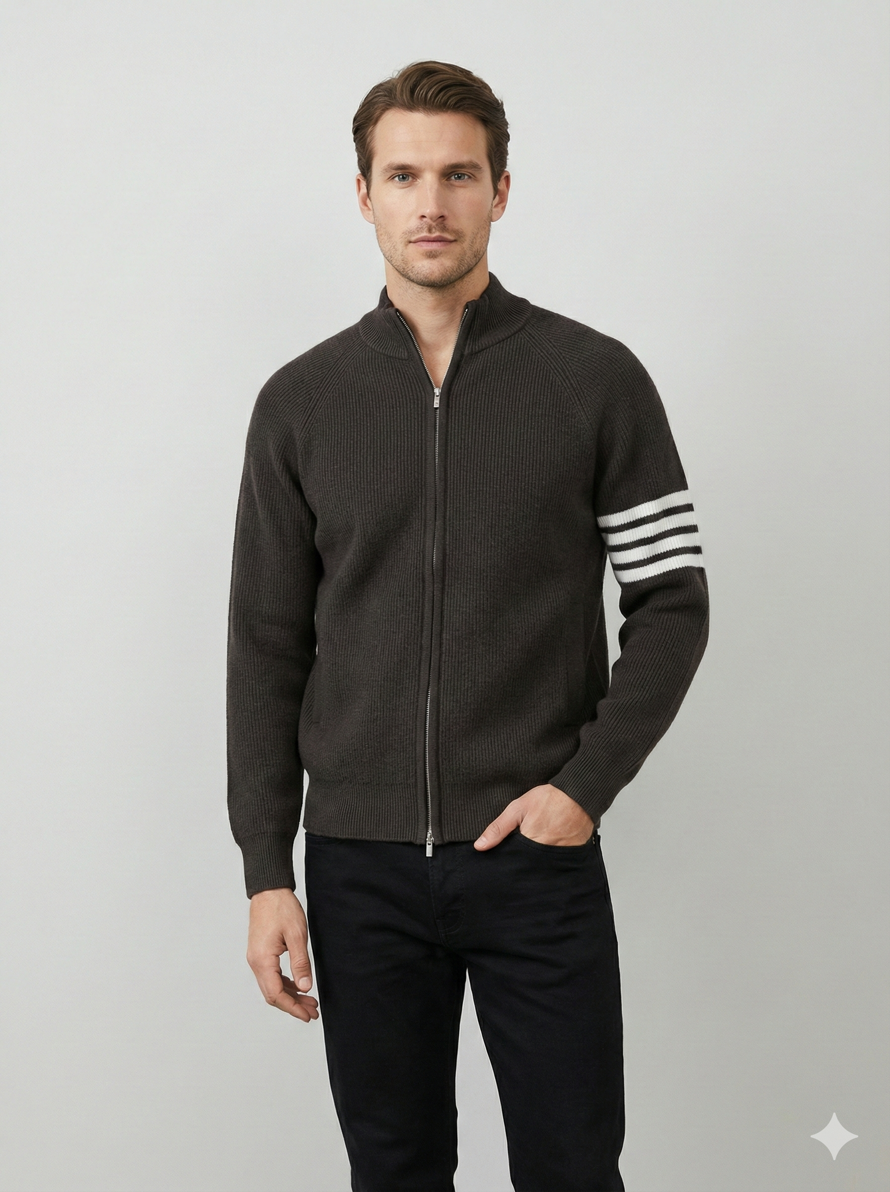 Men's Zipper Cardigan Sweater H020