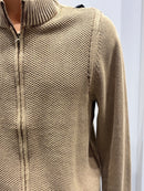 Stone wash jacquard zipper sweater H005