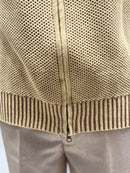 Stone wash jacquard zipper sweater H005