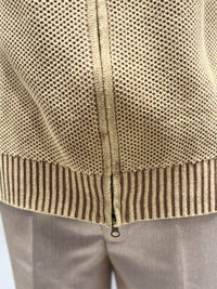 Stone wash jacquard zipper sweater H005