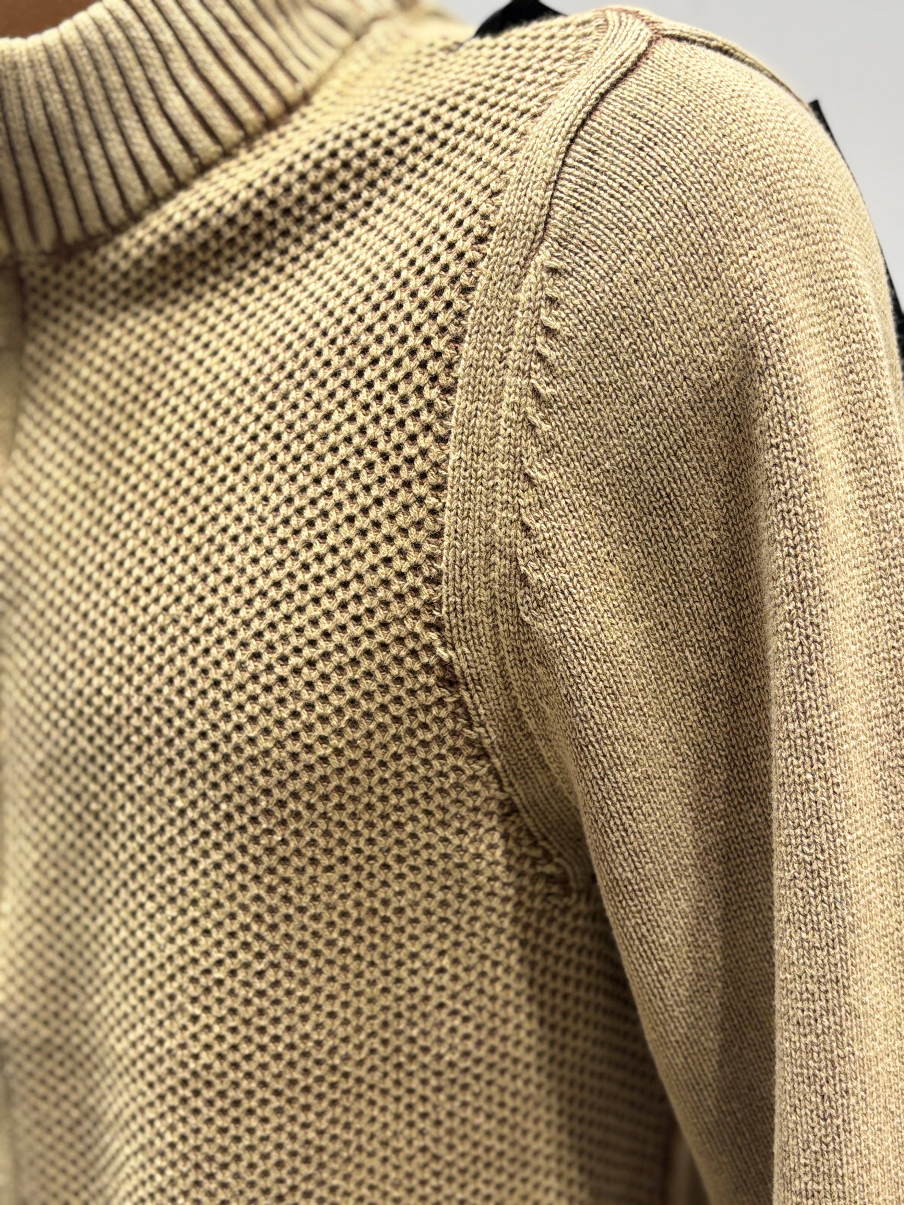 Stone wash jacquard zipper sweater H005