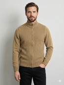 Stone wash jacquard zipper sweater H005