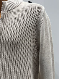 Stone wash jacquard zipper sweater H005