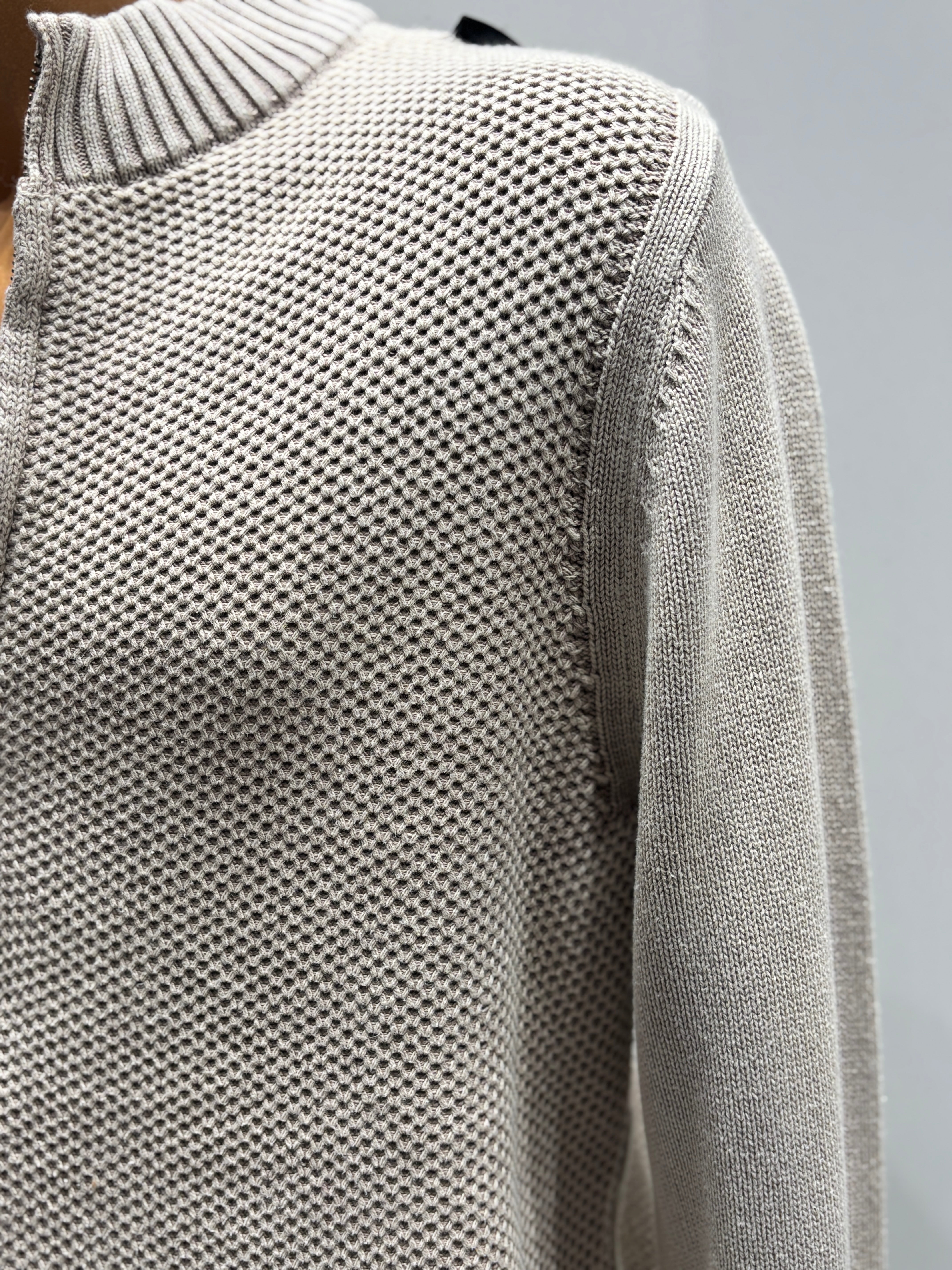 Stone wash jacquard zipper sweater H005