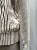 Stone wash jacquard zipper sweater H005