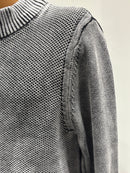 Stone wash jacquard zipper sweater H005