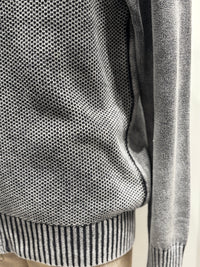 Stone wash jacquard zipper sweater H005