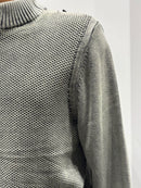 Stone wash jacquard zipper sweater H005