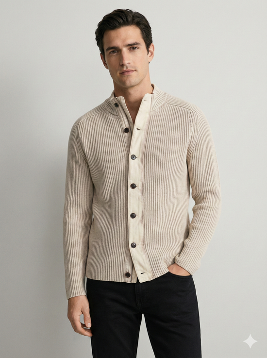 Stone wash Buttons and zippers sweater H002