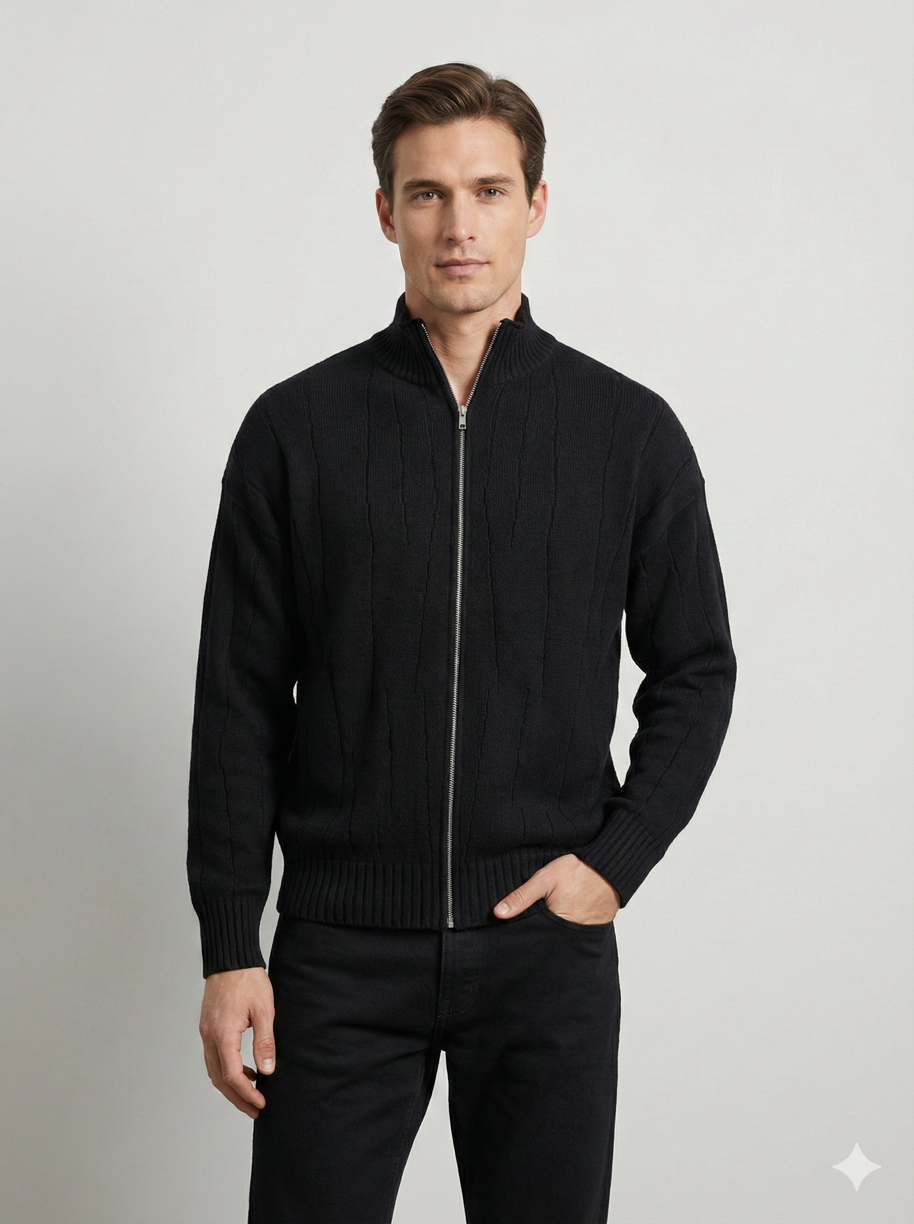 Men's Zipper Cardigan Sweater H022