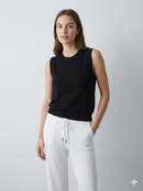 Spring/Summer Long-Sleeved Sleeveless Crew Neck Sweater 95503