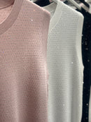 Spring/Summer Long-Sleeved Sleeveless Crew Neck Sweater 95503