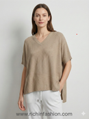 Spring/Summer V-neck Short-sleeved Women's Sweater H6801