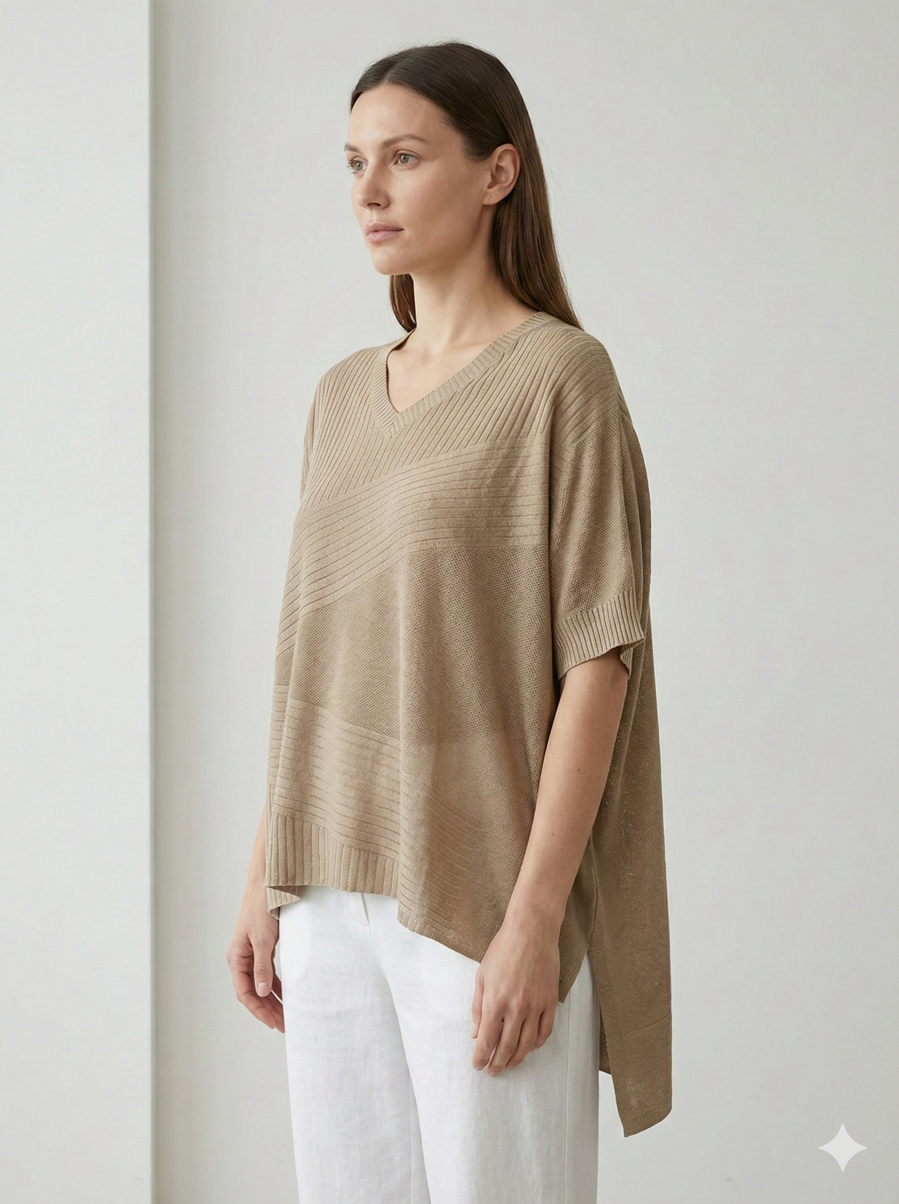 Spring/Summer V-neck Short-sleeved Women's Sweater H6801