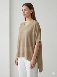 Spring/Summer V-neck Short-sleeved Women's Sweater H6801