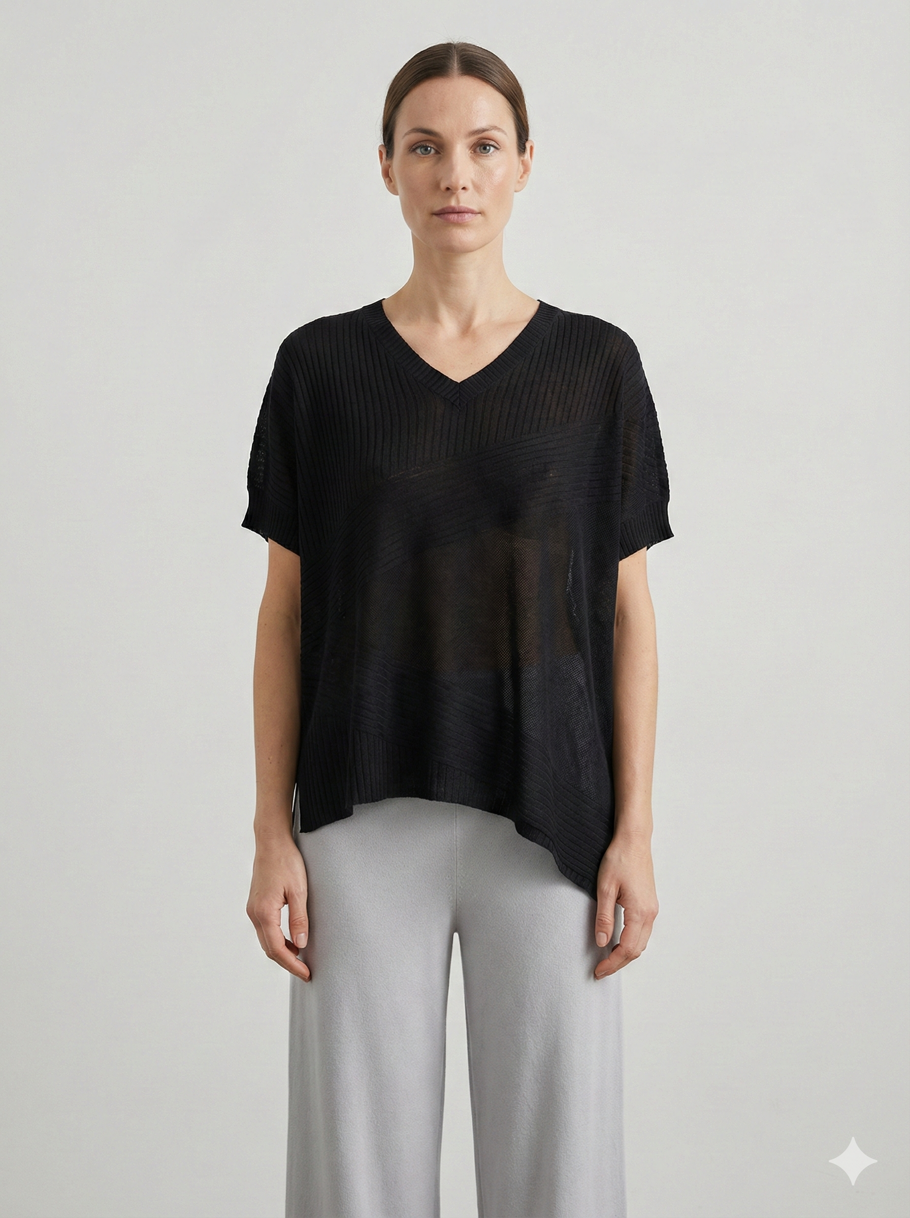 Spring/Summer V-neck Short-sleeved Women's Sweater H6801