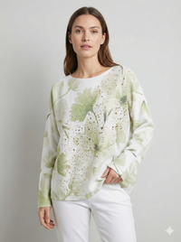 long sleeves v-neck spring sweater Square Print sy6024