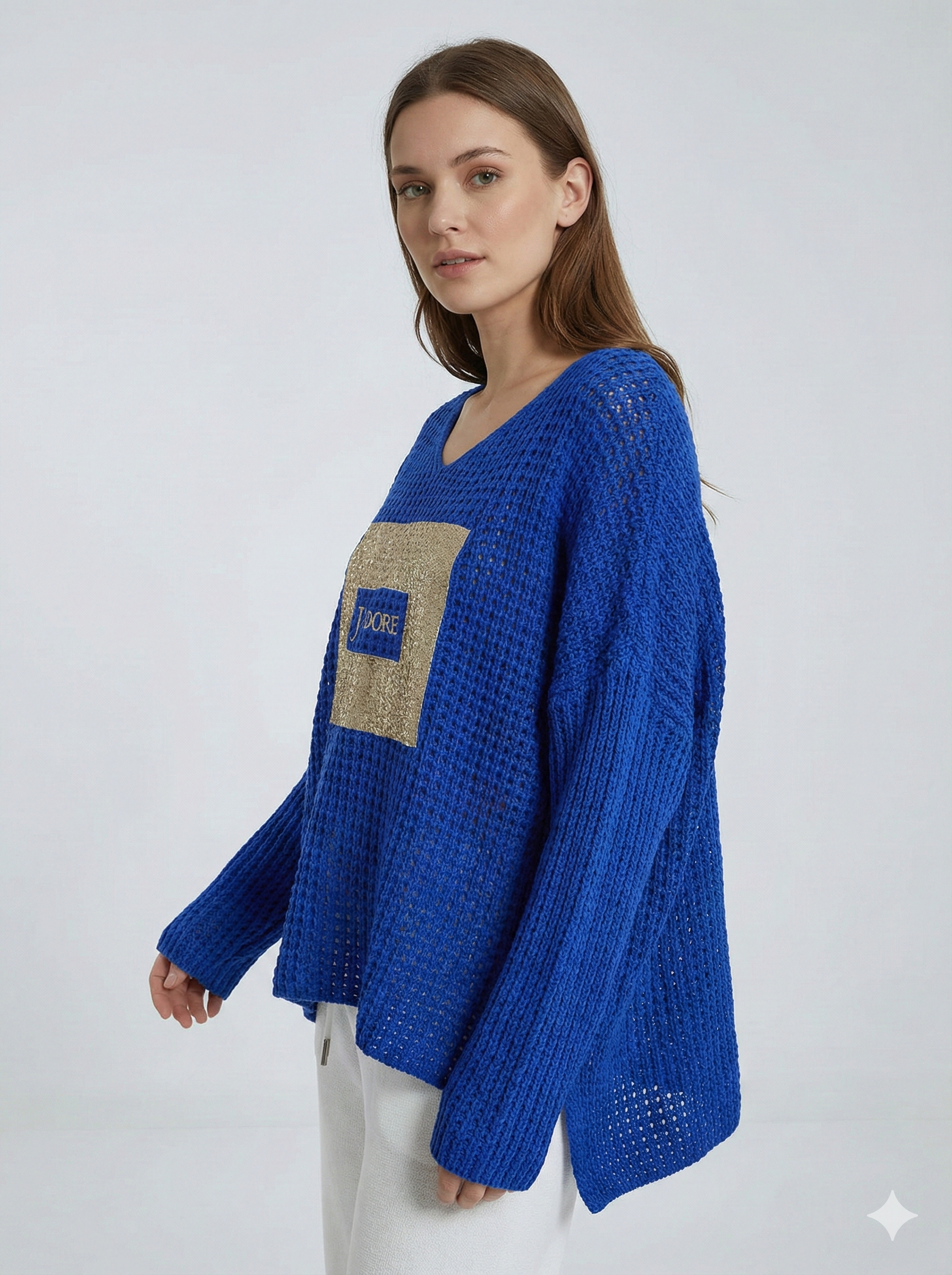 long sleeves v-neck spring sweater Square Print sy6022