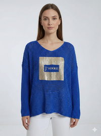 long sleeves v-neck spring sweater Square Print sy6022