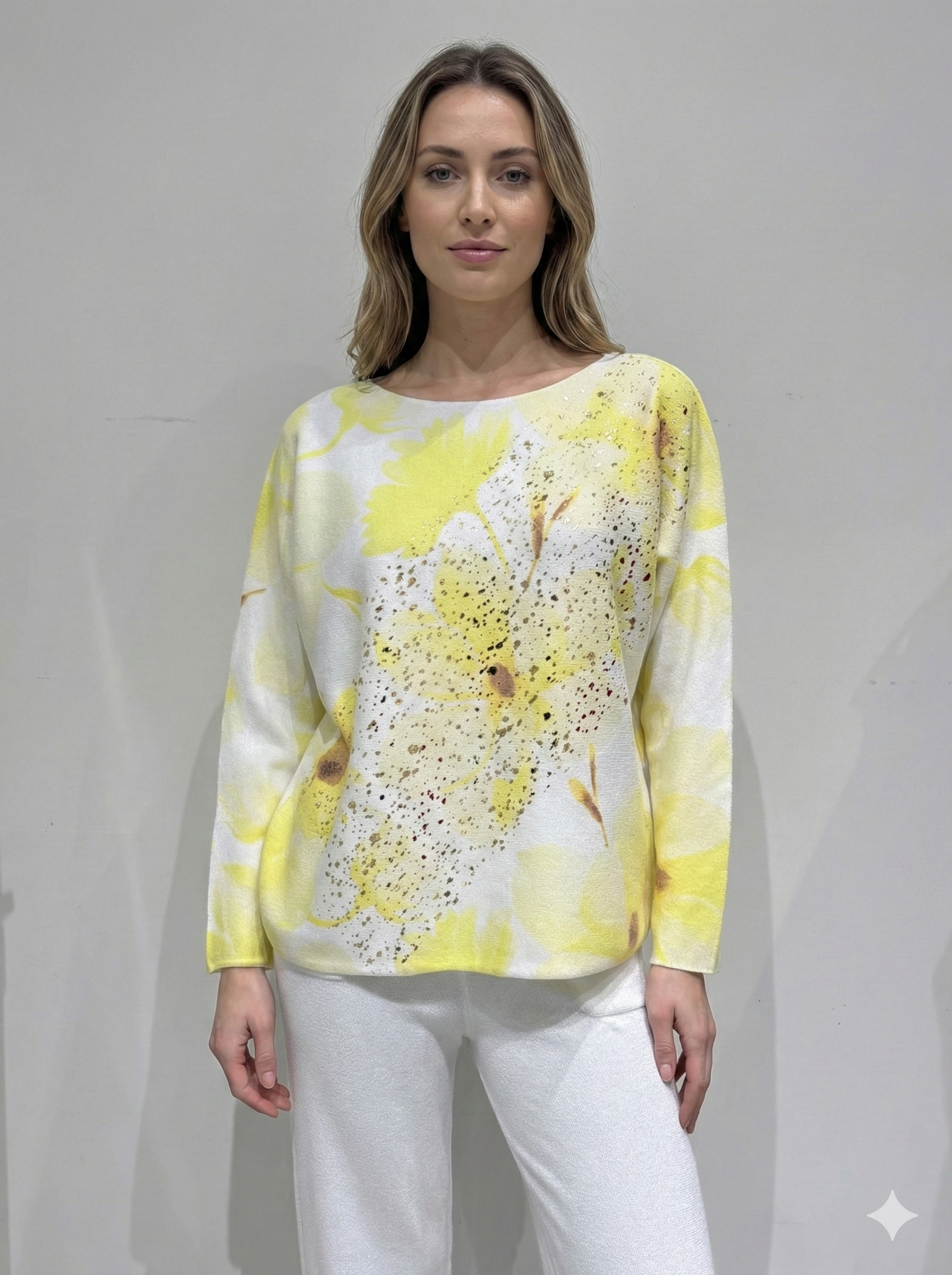 long sleeves v-neck spring sweater Square Print sy6024