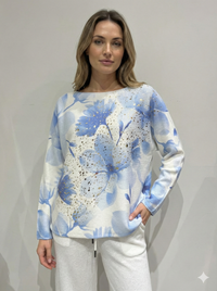 long sleeves v-neck spring sweater Square Print sy6024