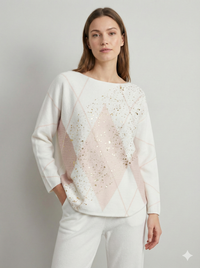 long sleeves v-neck spring sweater Square Print sy6024