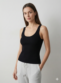 V-neck ribbed, high-elasticity women's vest - a summer essential. 92009B