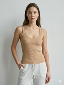 V-neck ribbed, high-elasticity women's vest - a summer essential. 92009B