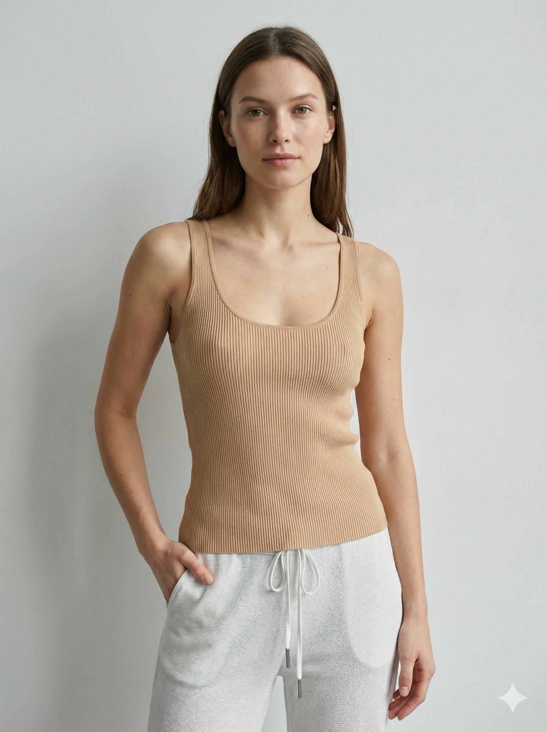 V-neck ribbed, high-elasticity women's vest - a summer essential. 92009B