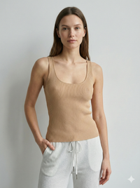 V-neck ribbed, high-elasticity women's vest - a summer essential. 92009B