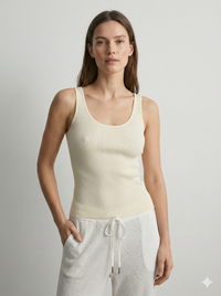 V-neck ribbed, high-elasticity women's vest - a summer essential. 92009B