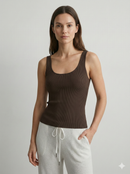 V-neck ribbed, high-elasticity women's vest - a summer essential. 92009B