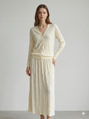 Spring/Summer Suit: Long-sleeved cardigan, camisole, long skirt, jacquard, women's sweater (14-gauge) 32208,32206