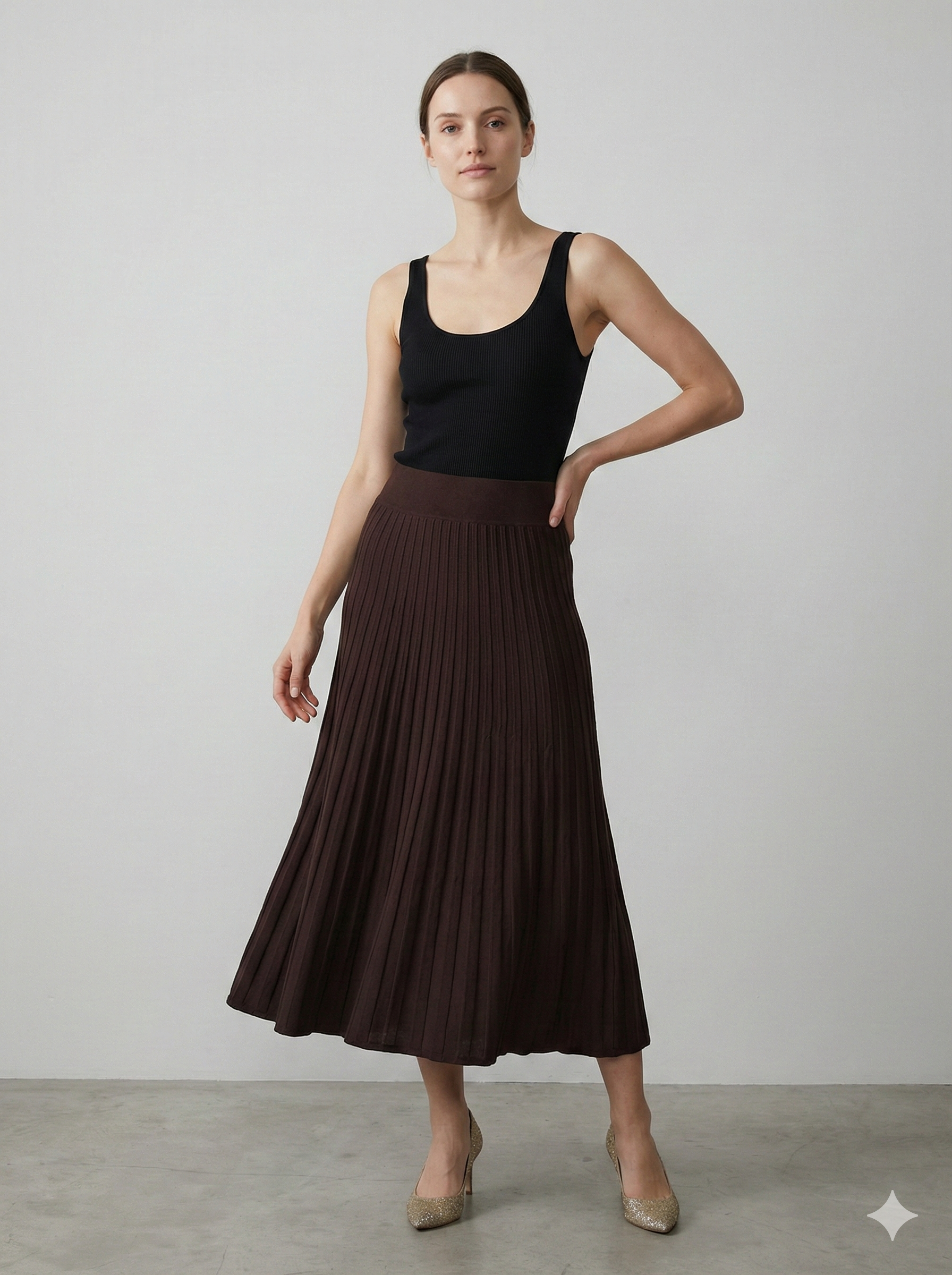 Knitted long skirt K16012