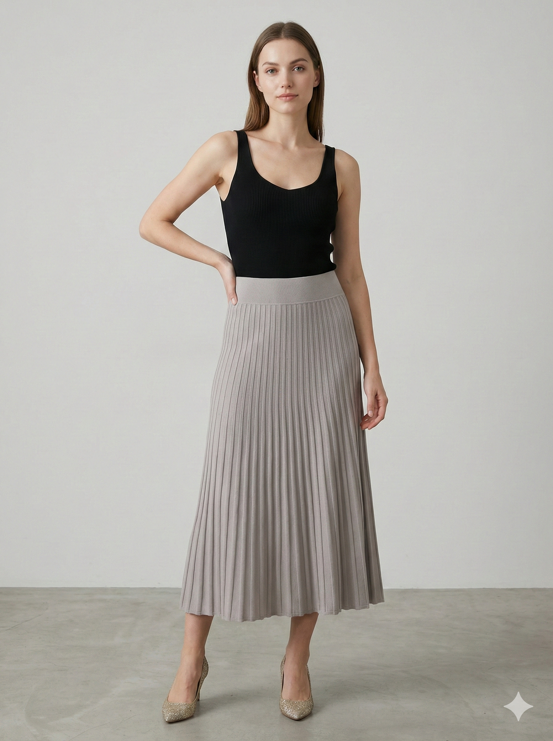 Knitted long skirt K16012