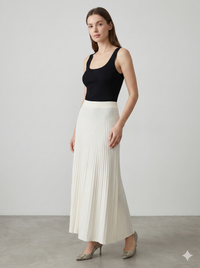 Knitted long pleated skirt 92055