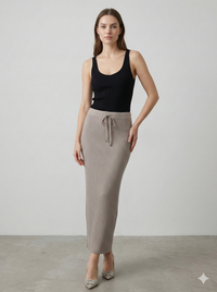 Knitted long pleated skirt 92088