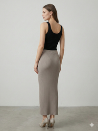 Knitted long pleated skirt 92088