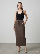 Knitted long pleated skirt 92088