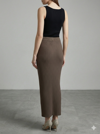 Knitted long pleated skirt 92088